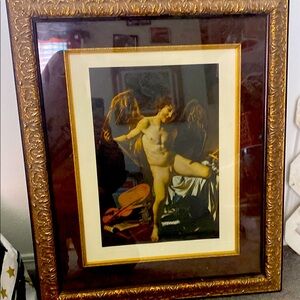 Framed Angelic Art Print with Ornate Gold Frame